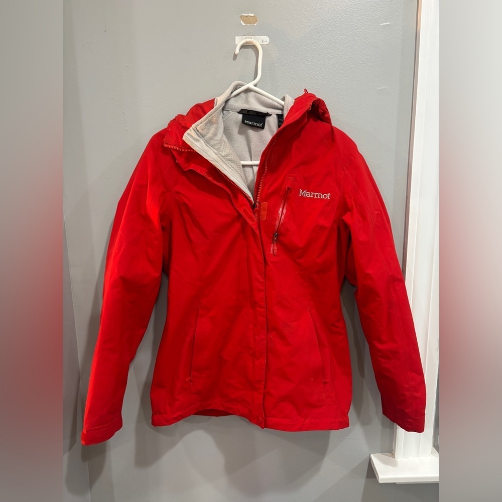 MARMOT WOMEN'S RAMBLE COMPONENT JACKET Small Attached Fleece Jacket Waterproof